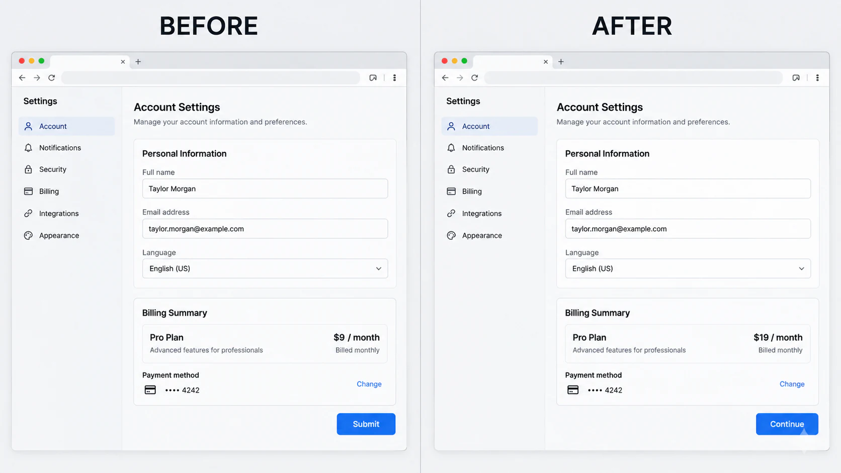 Edit labels and prices in a software screenshot