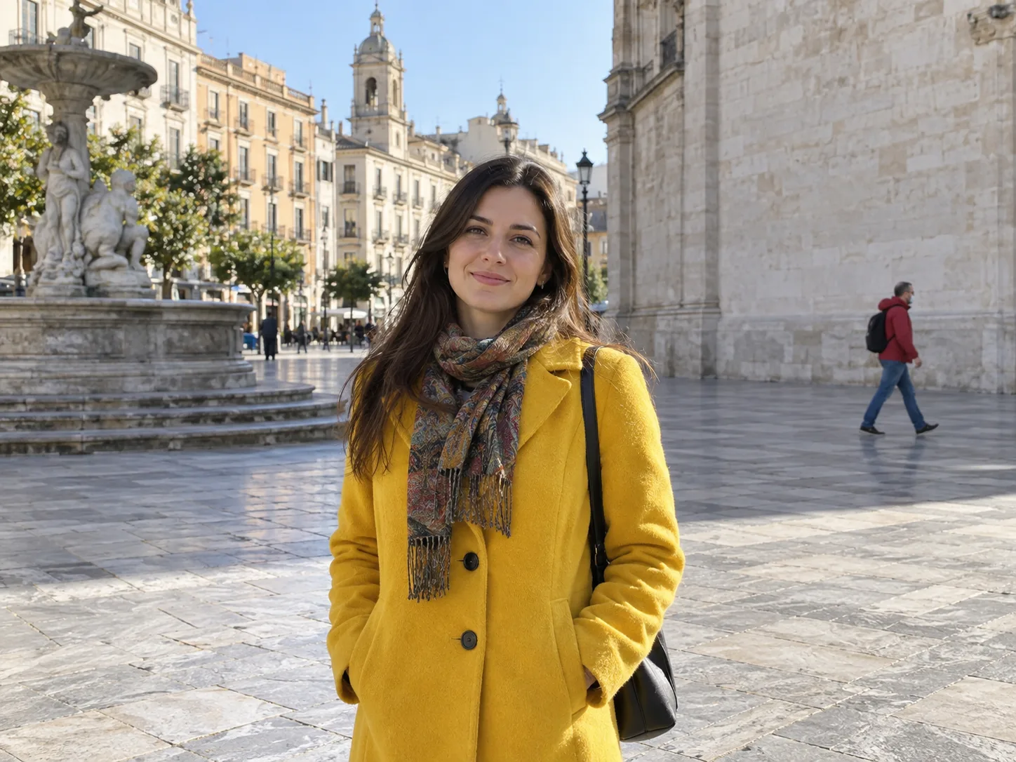 Remove a passerby from a city portrait — Before